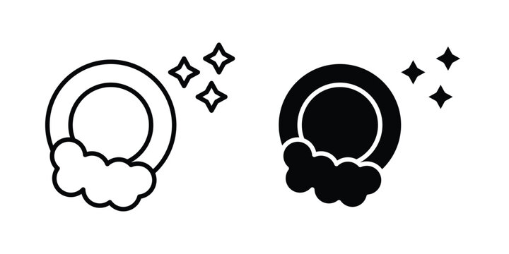 Washing dishes icon thin line and black silhouette flat style