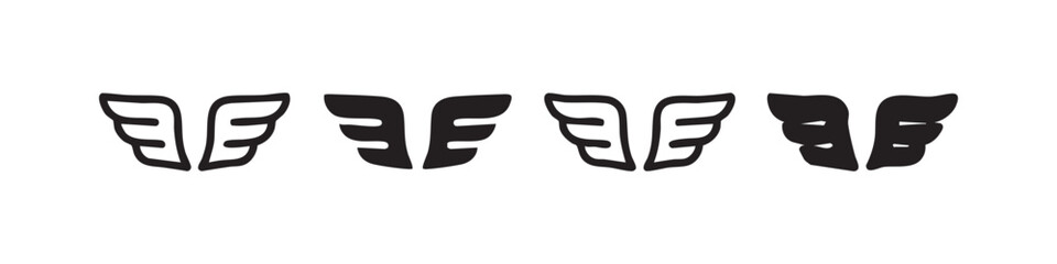 Obraz premium Wing Icon Set Representing Flight Freedom and Symbolic Power