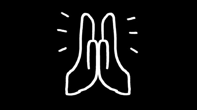 Praying hands hand drawn animation, prayer gesture, namaste hands, hoping, religious sign, spiritual motion, gratitude, animated illustration, worship video