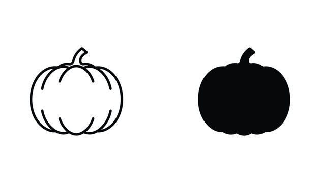 Fresh autumn pumpkin silhouette icon set for seasonal harvest and thanksgiving holiday graphic design projects