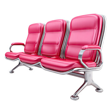Row of Three Red Airport Waiting Chairs