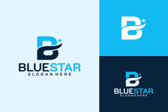 Blue Star Letter B Logo Design