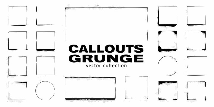 grunge callouts vector collection with rectangles squares and circles