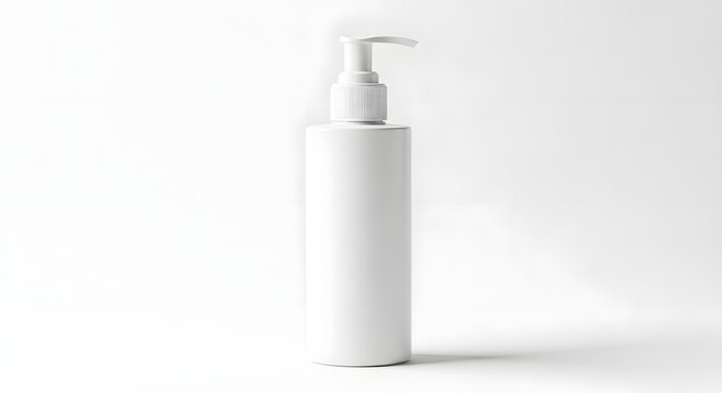White pump bottle mockup on white background cosmetic product presentation