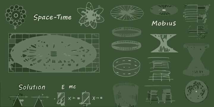 torus doughnut shape and various mathematical symbols and icons