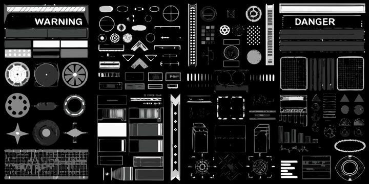 cyberpunk hud asset pack on black background