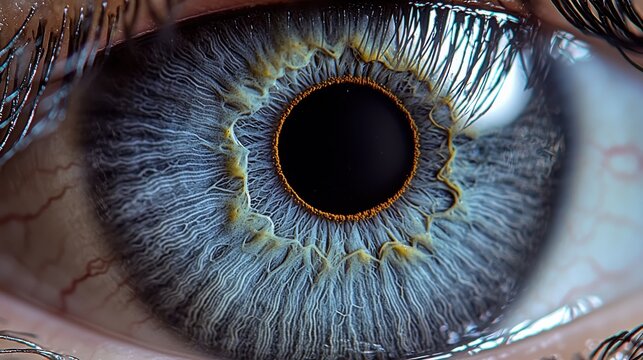 Eye reflection quality closeup blue iris macro intricate patterns exceptional corneal reflections pupil mirror-like reflections studio lighting natural