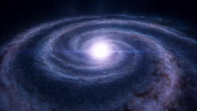 Galaxy core with bright center, stars, spiraling motion effect