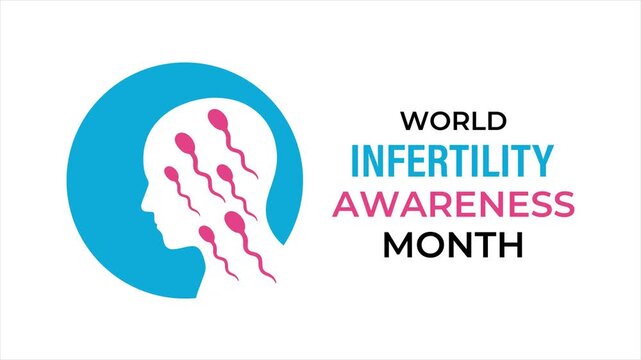 Animated fertility awareness concept with female profile silhouette and flowing reproductive symbols. 4k video animation.  world infertility awareness month. 