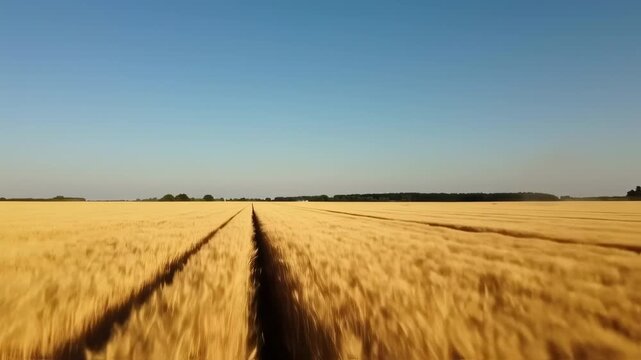 Shadows forming shapes in golden wheat field