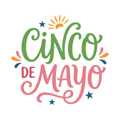 Naklejka premium Colorful cinco de mayo celebration illustration with festive stars and sunburst Vector, illustration