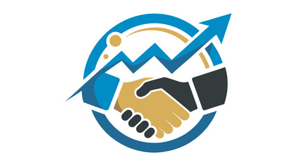 Obraz premium Business handshake icon with growth arrow vector illustration professional partnership success agreement corporate collaboration customer service concept simple modern flat design