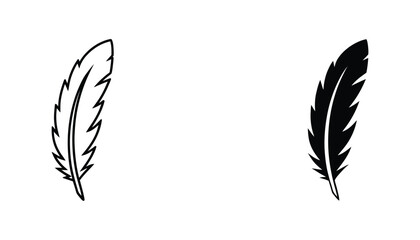 Single bird feather icon in outline and solid black vector style for nature and writing © Minimalist