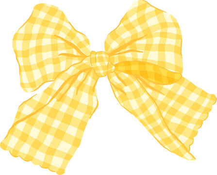 Retro yellow gingham bow illustration