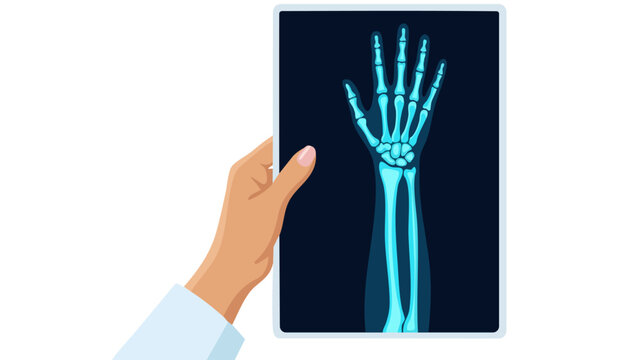 Hand X-ray Scan Showing Bone Structure Medical Illustration