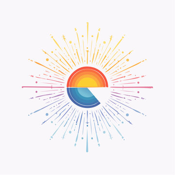 Abstract Sun and Moon Symbol with Rainbow Gradient
