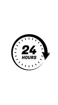 24 Hours Clock Loop Animation Circular Arrow Time Icon Minimal Black and White Design