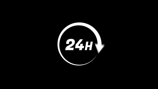 24 Hours Service Loop Animation Circular Arrow Refresh Cycle Icon Minimal Design