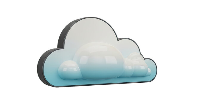 3D Cloud Icon with Gradient Blue and White Colors