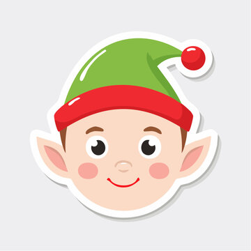 Cute Elf Face with Green Hat