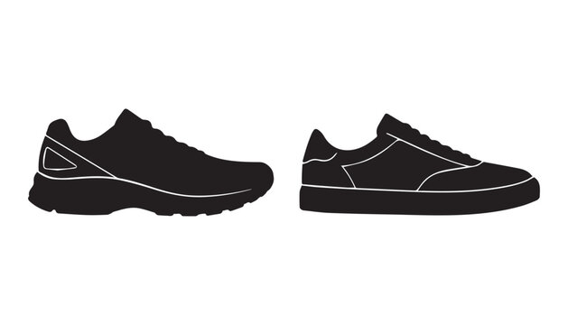black and white silhouette set of shoes very high quality vector illustration.