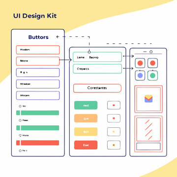 Ui kit design elements for web and app development with interface application elements development software illustration framework prototyping business technology components navigation