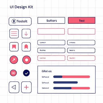 Minimal UI design kit elements for mobile app interface development with elements interface progress software development template components navigation application creative framework