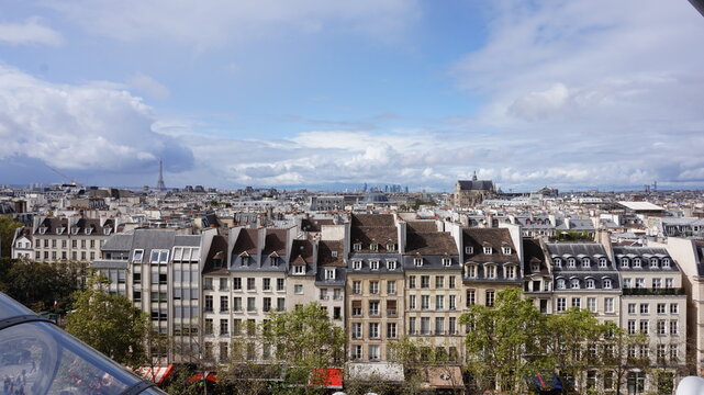 Classic Parisian rooftops and buildings view from the Centre Pompidou