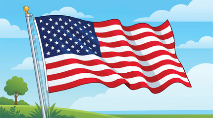 Obraz premium American flag, USA flag, patriotic symbol, national emblem, vector illustration