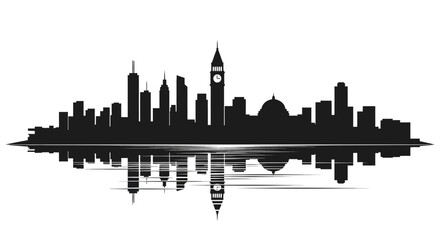 Obraz premium City skyline, London silhouette, urban landscape, black cityscape isolated on White Background Editable EPS
