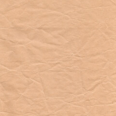 Obraz premium Warm Peach Beige Crumpled Kraft Paper Square Texture Background Grunge Aged Distressed Wrinkled