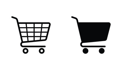 Shopping cart icon set in outline and solid black styles for retail ecommerce and online store interface design © Artboard