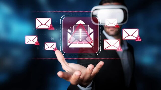 Business Professional Using Virtual Reality Technology to Manage Email Alerts and Notifications for Enhanced Communication Efficiency Sigmoid