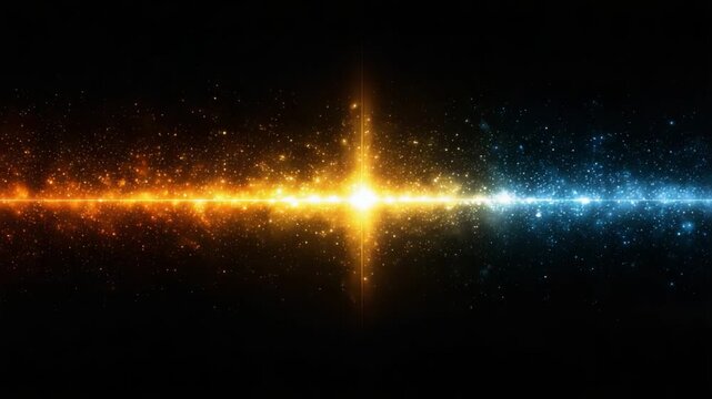 A Stunning Visual Contrast of Cosmic Beauty: The Energetic Spectrum of Celestial Colors Splitting the Void, Merging Heat and Cold in an Ethereal Display of Light and Stars