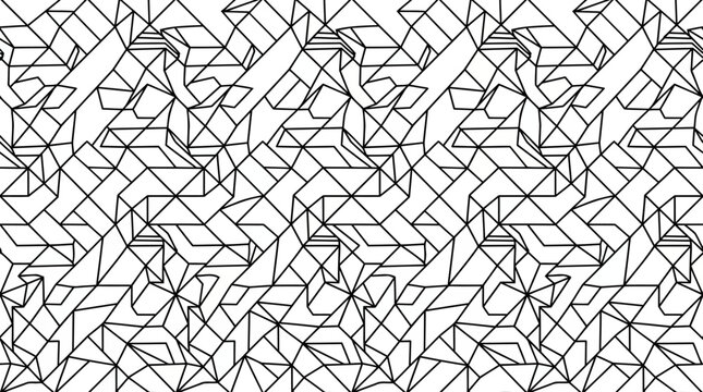 Abstract geometric pattern background with sharp lines and angular shapes in black and white for modern design and wallpaper.
