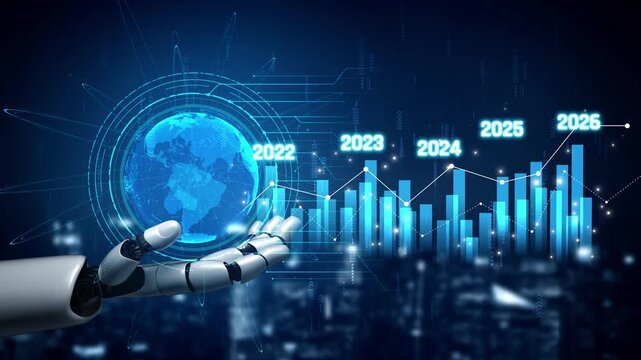 AI-generated image showing data-driven projection of business performance trends across five years using charts and analytics for strategic planning and decision making Marrow