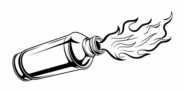 molotov cocktail illustration in black and white