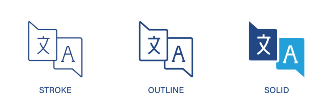 Language icon with editable stroke, outline and solid styles. Vector icon illustration.