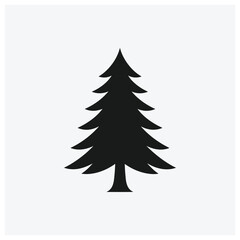 Obraz premium Minimal black silhouette of a pine or fir tree