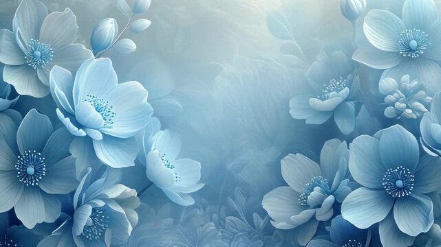 Abstract Blue Floral Background with Soft Light.