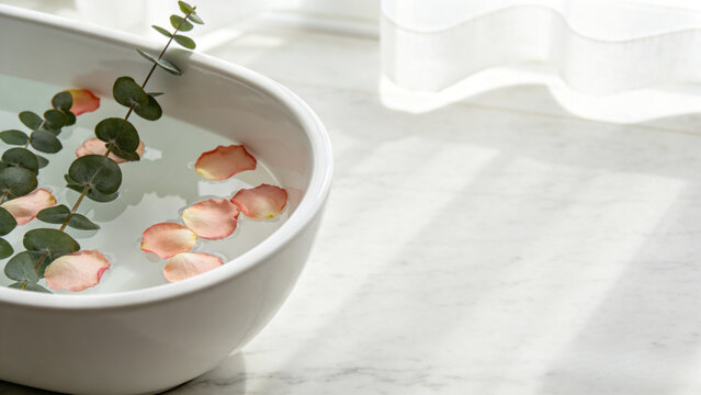 Bath tub with rose petals