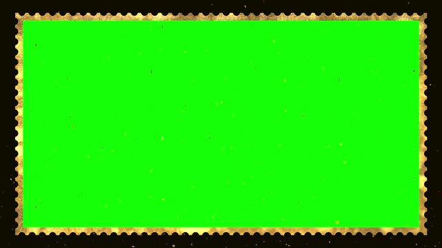 Green screen background with black border and gold trim for chroma key video footage
