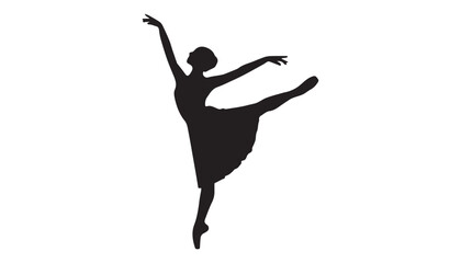 black and white silhouette of ballerina dancing very high quality vector illustration. © dinesh
