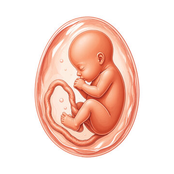 Realistic Fetus in Amniotic Sac - Detailed Vector Medical Illustration.