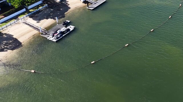 Aerial View of Dredging Boat and Sand Bypass Pipe in Gold Coast Canal