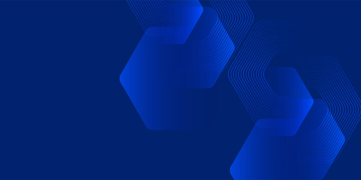 Abstract technology concept with glowing geometric structures and blue gradient hexagon design, suitable for science and innovation themes.
