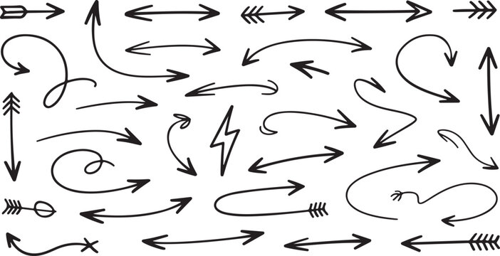 Hand Drawn Arrow Vector Mega Set - Doodled Curvy Tribal and Sketch Pointers