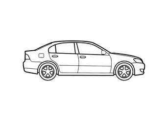 Fototapeta premium A black and white drawing of a car.