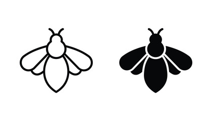 Honey bee insect icon set in outline and solid black filled vector style for nature conservation or apiary business branding © Alex