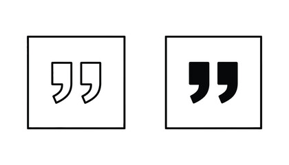 Professional quotation mark icons in square boxes with outline and solid black styles for typography design and editorial web content layout elements © Alex